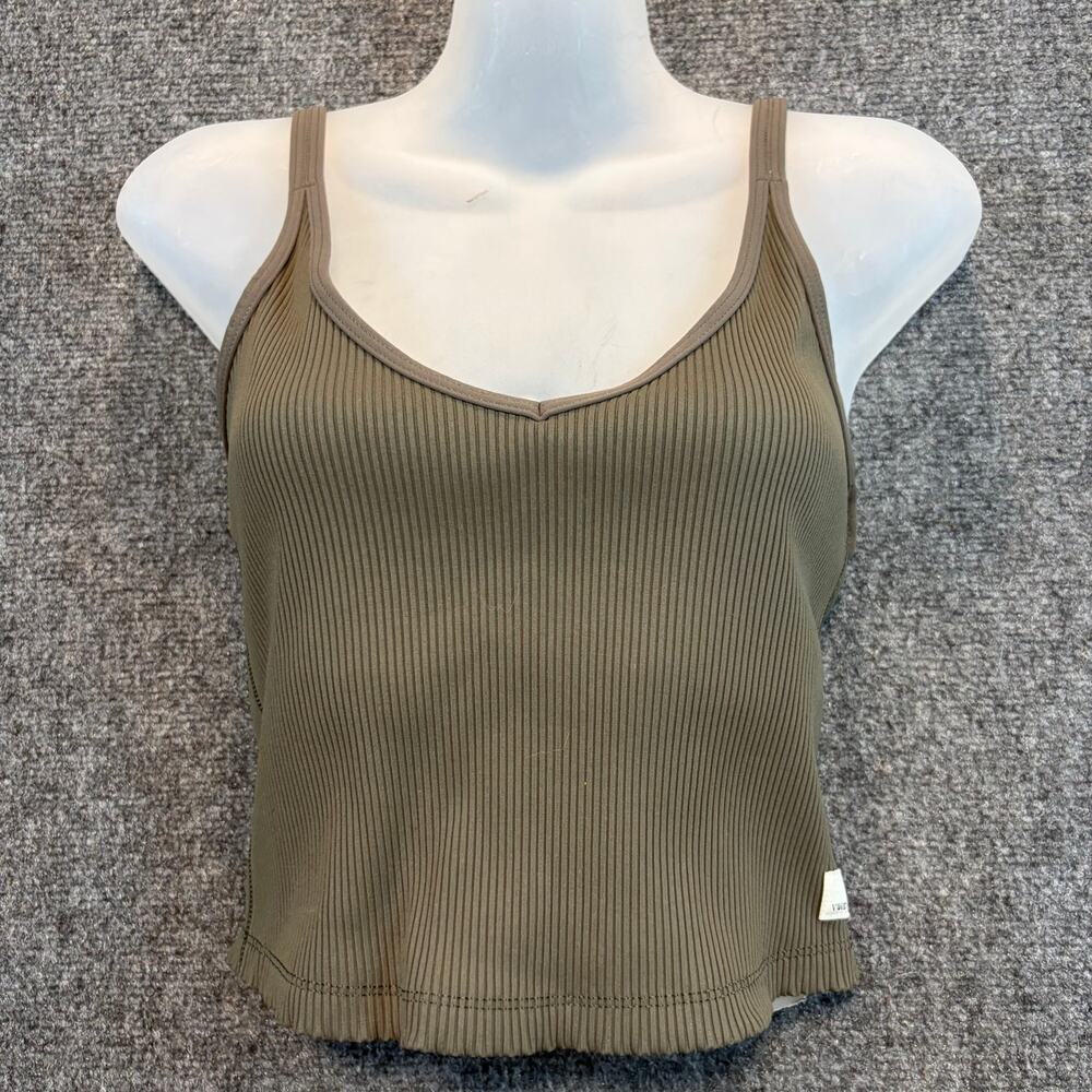 Vuori Olive Green Ribbed Tank Top Womens Medium V-Neck Athleisure Activewear